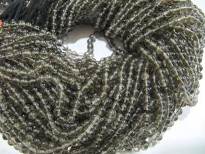 Perles de pierre de quartz fumé naturel authentique, 4-5 mm, rondes, lisses, brunes, 13 pouces de long, pour la fabrication de bijoux, vendues par brin - Product Image 1