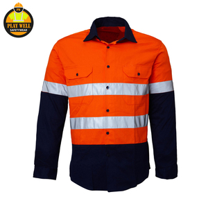 Custom Hi Vis Construction Reflective Safety Clothing Work Shirt Hi Vis Reflective Long Sleeve Construction Shirts - Product Image 1