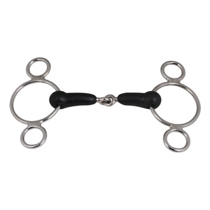 Mordaza de baldding, boca recta y Flexible, Bits de goma, equipo ecuestre de caballos - Product Image 4