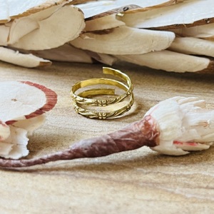 Unique Design Brass Rings Boho Floral Material <b>Wrap</b> Band Women 18k Gold Plated Dainty Leaf Nature Design For Wholesale/OEM/ODM - Product Image 6