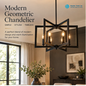 Daystar Trade Modern Geometric Chandelier Square Metal <b>Pendant</b> <b>Light</b> 120W 2700K Warm White Indoor Ceiling Lamp CRI 90 - Product Image 2