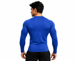 <b>Men's</b> Blue Long Sleeve <b>Compression</b> <b>Shirt</b> Quick Dry Fitness Training Top Moisture Wicking Gym Workout Running Athletic Sportswear - Product Image 3