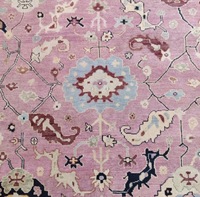 Tapis d'appoint bohème vintage noué à la main, motif floral, laine, poils moyens, rectangulaire, tailles personnalisées, multicolores, pour salon et maison