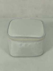 White Rectangular Polyester Cosmetic <b>Case</b> Zipper Closure Portable Waterproof Makeup Pouch Minimalist for Storage for Women - Product Image 1