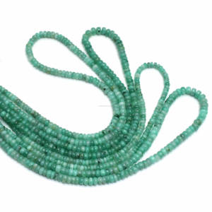 Cuentas de forma de Rondelle liso de Esmeralda brasileña de 3 MM a 6 MM piedra lisa verde esmeralda Natural Uso de joyería de hebra de 16 pulgadas - Product Image 2