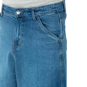 Shorts cargo en jean bleu clair pour homme, coupe mi-ample, longueur genou, décontracté, multi-poches, respirant, séchage rapide, délavé, idéal pour l'été - Product Image 3