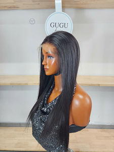 Perruque Lace Front Longue et Lisse en Cheveux Vierges Vietnamiens, Double Drawn, Transparente, Sans Colle, Couleur Moyenne, Taille de Bonnet Moyenne, Qualité Salon - Product Image 1