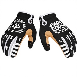 Gants de course Bad Company à doigts entiers, noirs, en PU, antidérapants, avec fermeture auto-agrippante, unisexes, pour motocross et cyclisme - Product Image 1
