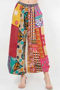 Pantalones kantha de algodón vintage hechos a mano, pantalones de patchwork para mujer - Product Image 3