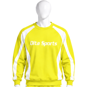 Sweat-shirt à col rond Lemon pour homme, manches longues, détails contrastés, pull athlétique, vêtements de sport décontractés pour l'entraînement, vente en gros - Product Image 1