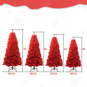6FT Pure Red PVC Christmas Tree with 804 Hinged Tips and Stable Metal Stand Easy Setup Bold Holiday Deco - Product Image 6