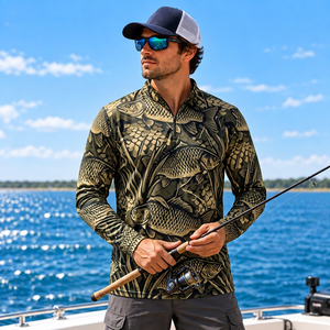Camiseta de Pesca Personalizada de 180 GSM, Poliéster y Spandex, con Cierre de Cremallera, Protección UPF, para Pescadores - Product Image 1