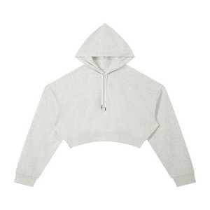 Sudadera con capucha corta esencial para mujer, de mezcla de algodón, con hombros caídos, estilo oversize y holgado, estilo streetwear estético - Product Image 2