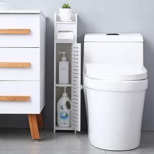 Mobiletto sottile per bagno salvaspazio con lavabo, organizer, porta asciugamani e porta carta igienica per angolo o pavimento - Product Image 3