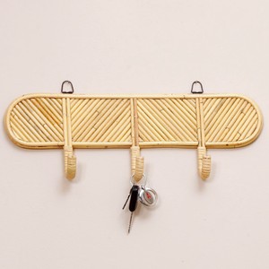 Home organizer essentials natural rattan hook for wall hanging oval shaped hooks multi-hook <b>rack</b> - Product Image 1