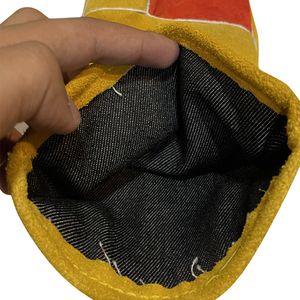 Heat Resistance Welding Gloves Yellow Red <b>Cow</b> Split Leather Anti Cut Protective Industrial Custom Heavy Duty Safety Gloves - Product Image 3