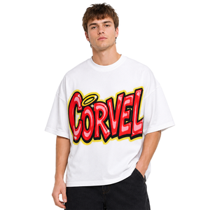 Customized Graphic Oversized Men's <b>shirts</b> Wholesale Heavyweight Cotton Crew Neck Bold Letter DTG Print Casual Streetwear Apparel - Product Image 1