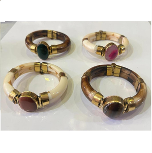 Bracelets en laiton faits main par des designers de haut niveau avec os poli, bijoux en os de buffle en gros à prix imbattable - Product Image 2