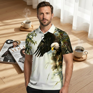 Camisa de punto con estampado animal, antiarrugas, con bolsillo, para hombre, al por mayor, estilo urbano, ligera, oversize, de alta calidad - Product Image 4