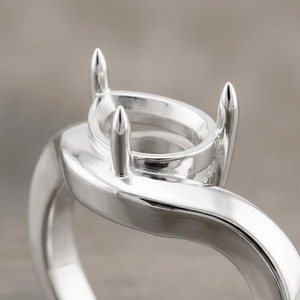 Bague de fiançailles semi-montée en argent sterling 925, taille poire 8x6mm, style East West Bypass, à 3 griffes, pour pierre précieuse non montée - Product Image 4