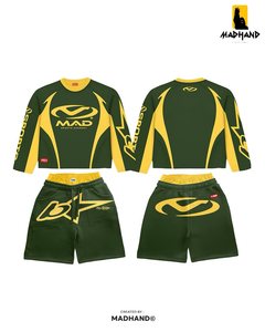 Chándal personalizado color verde oliva lavado |   Sudadera Corta de Doble Manga |   Fabricante OEM de Conjuntos Deportivos con Efecto Ácido para Hombre, Estilo Urbano - Product Image 3