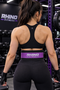 Cinturón de Levantamiento de Pesas de Neopreno Rhino Fitness, Morado y Negro, Ajustable, con Hebilla Resistente, Soporte Duradero para Adultos - Product Image 6