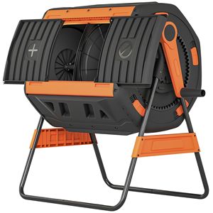 Compostiera Rotante da Esterno a Doppia Camera da 53 Galloni, Senza BPA, Arancione, con Aeratore e Ventole Regolabili - Product Image 1