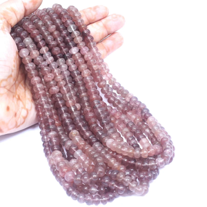 Cuentas de Cuarzo Fresa: Piedras Preciosas Rosadas en Forma de Rondelle de 7-10 mm, Hilo de 16 Pulgadas - Product Image 1