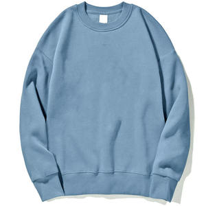 Sudadera de algodón de 400 g/m² para hombre, cuello redondo, holgada, transpirable, de forro polar para invierno, MOQ bajo, lisa y sin estampado. - Product Image 1