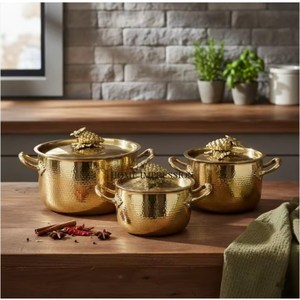 High Grade Gold Plated Top Quality Stainless Steel Hand Hammered Grapes Lids Luxury Ruffoni Casseroles Kitchenware <b>Cookware</b> - Product Image 5