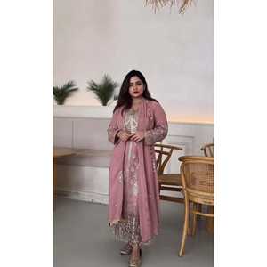 ชุด dupatta บนลงล่างของผู้หญิงพร้อมลายปักลำดับงานดีไซน์แฟนซีที่หรูหรา - Product Image 6