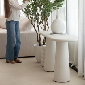 Mesa Consola de Concreto Blanco Vandana Sierra Elara, Mueble de Diseño Moderno y Minimalista - Product Image 3