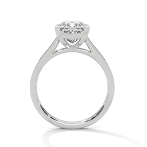 14K Solid White Gold <b>Ring</b> GRA Certified Princess Cut Lab Grown <b>Diamond</b> <b>Ring</b> Modern Classic Design <b>Ring</b> With Paved <b>Diamond</b> Band - Product Image 3