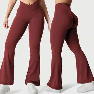 Pantalones de entrenamiento personalizados con control de abdomen en forma de V cruzada para mujer, leggings de yoga y gimnasio de cintura alta con efecto levantacola - Product Image 5