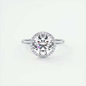แหวนหมั้นแบบคลาสสิคทรงรูปไข่ประดับเพชรแล็บโกรว์ทรงกลม 2.80 กะรัต พร้อมด้วยดีไซน์แบบ Halo บนตัวเรือนทองคำขาว 14k - Product Image 4
