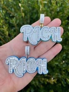 จี้เคลือบเงาแบบ Iced Out เงินแท้ 925 จี้ฮิปฮอป จี้สั่งทำพิเศษ จี้เพชรโมอิสซาไนต์ VVS จี้ตัวอักษร ผ่านการทดสอบเพชร - Product Image 4