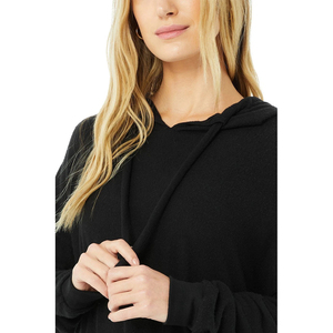 Sweat-shirt à capuche oversize pour femme 2026, couleur unie, en coton tricoté, manches longues, design asymétrique, pour l'automne - Product Image 4