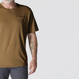 <b>Men's</b> <b>Khaki</b> Solid Color Short Sleeve O-Neck <b>T</b>-<b>Shirt</b> Regular Fit Casual Knitted Fabric 100% Cotton Pocket Design 2027 - Product Image 2