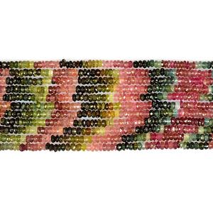 4mm Multi turmalina facetada Rondelle piedras preciosas sueltas Turmalina de sandía Natural para la fabricación de joyas - Product Image 2