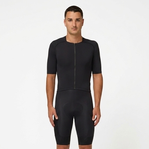 Men's Black <b>Cycling</b> Jersey With Zip Front And Matching <b>Shorts</b> Set - Product Image 1