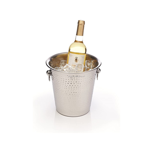 Cubo de hielo martillado de acero inoxidable moderno, mango de cuero personalizable, capacidad de 5L, patrón Floral sostenible para fiestas en casa - Product Image 5