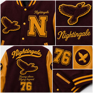 Chaqueta Bomber Varsity de Béisbol Personalizada para Hombre, de Nylon/Algodón, Cuello Redondo, Bordado Frontal, Chaqueta de Moda de Invierno - Product Image 5