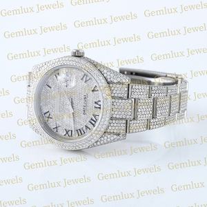Venta caliente Totalmente Iced Out D VVS Moissanite Diamond Roman Dial Pass Diamond Tester Reloj de diamantes de acero inoxidable para hombres - Product Image 3