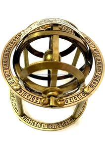 Globe armillaire en métal de style antique personnalisé décor nautique de maison vintage dessus de table du zodiaque en laiton poli de haute qualité - Product Image 3