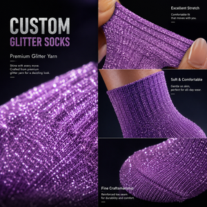 Calzini Personalizzati con Glitter Scintillanti per Donne, Calzini Metallici Lucidi alla Moda con Logo OEM per Festival e Feste - Product Image 2