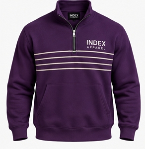 Sudadera Deportiva con Cierre de Cremallera de un Cuarto, Cuello Alto y Rayas, Color Morado, para Hombre, de Index Apparel - Product Image 4
