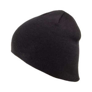 Gorro de Punto Acanalado Negro, Unisex, Color Sólido, Gorro de Invierno - Product Image 2
