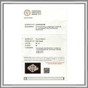 แหวนหมั้นเพชรและทองคำเพาะเลี้ยงในห้องปฏิบัติการ ได้รับการรับรองจาก IGI INGEMCO เพชรทรงบริลเลียนต์ ฝังแบบหนามเตย สไตล์คลาสสิก ทองคำบริสุทธิ์ 14K สำหรับผู้หญิง - Product Image 5