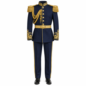 Uniforme Cérémoniel Blanc pour Hommes avec Broderie Dorée et Pompons, Taille Adulte, Matière Polyester, Service OEM - Product Image 6