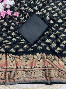 Designer Real Mirror Work With Piping Marshmallow <b>Brasso</b> Saree Paired With Banglori Unstitched Blouse Piece - Product Image 5